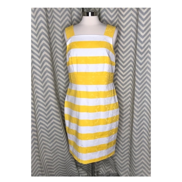 Ann Taylor Dresses Ann Taylor Striped Jacquard Dress 2 Yellow